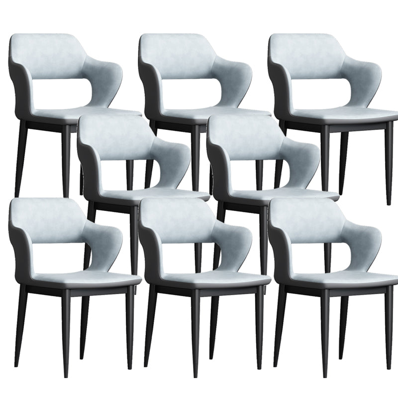 Modern Open Back Side Chair Leather Upholstered Armless Dining Chair with Metal Base