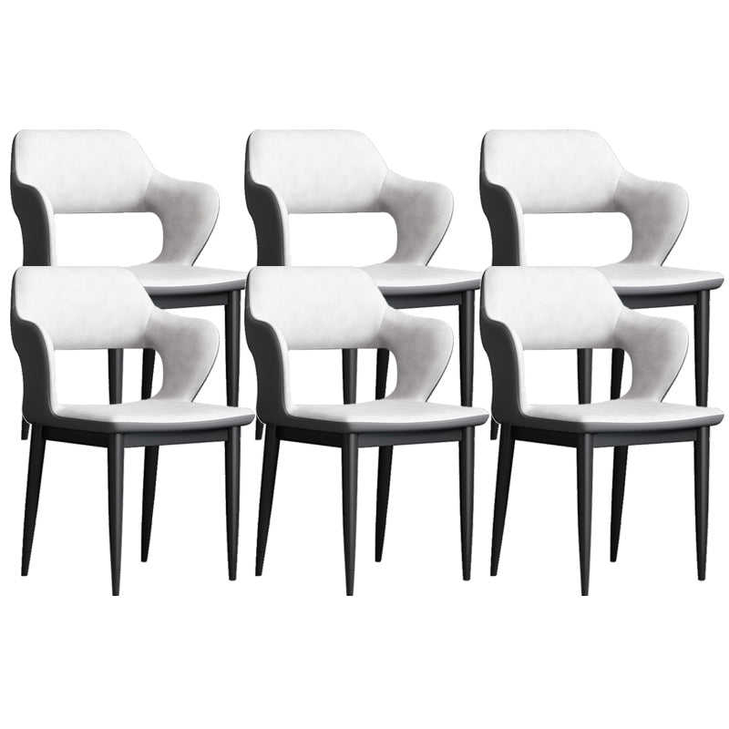 Modern Open Back Side Chair Leather Upholstered Armless Dining Chair with Metal Base