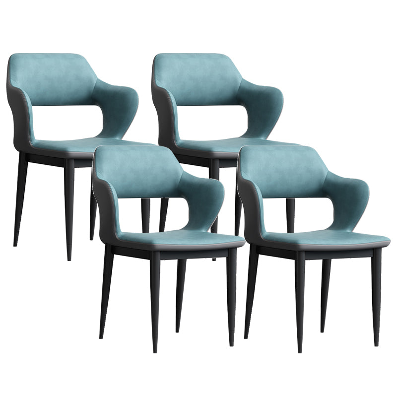 Modern Open Back Side Chair Leather Upholstered Armless Dining Chair with Metal Base