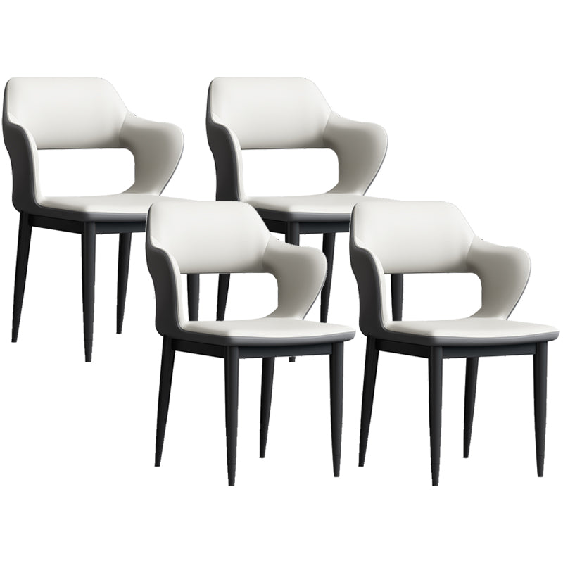 Modern Open Back Side Chair Leather Upholstered Armless Dining Chair with Metal Base