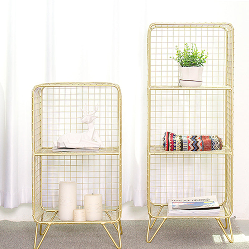 11" Wide Glam Shelf Bookcase Closed Back Gold Metal Bookcase