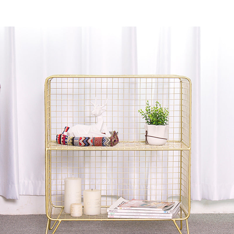 11" Wide Glam Shelf Bookcase Closed Back Gold Metal Bookcase