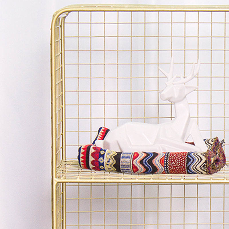 11" Wide Glam Shelf Bookcase Closed Back Gold Metal Bookcase