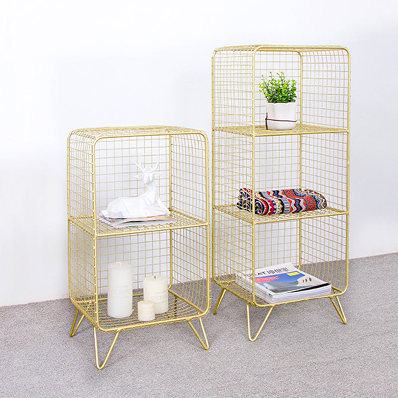 11" Wide Glam Shelf Bookcase Closed Back Gold Metal Bookcase