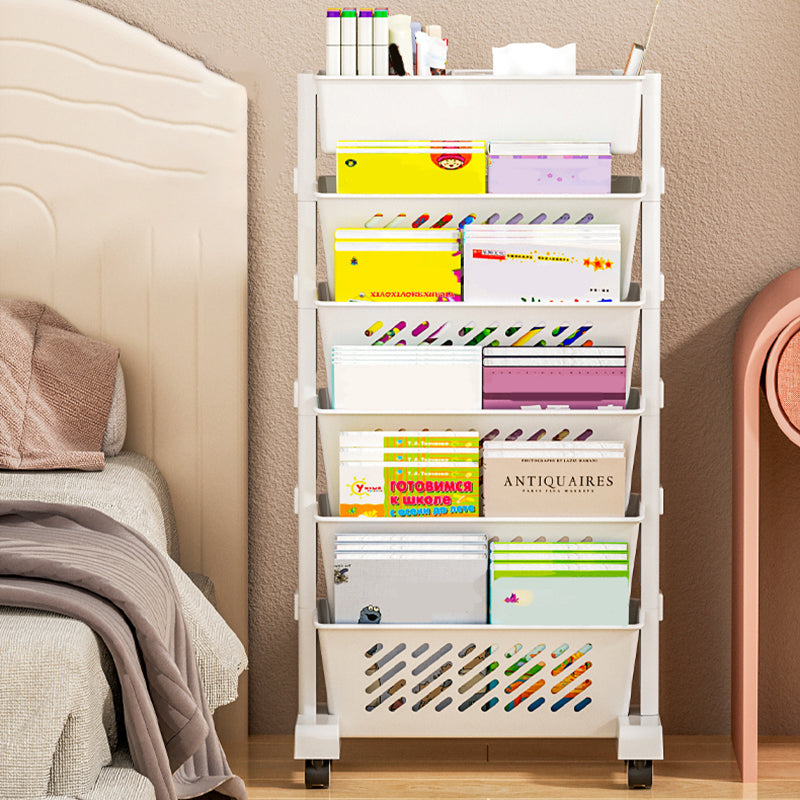 Contemporary Plastic Bookshelf White Geometric Shelf Bookcase for Study Room