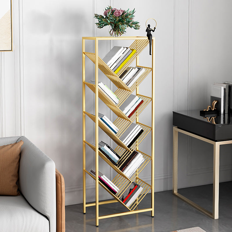 9" Wide Glam Shelf Bookcase Open Shelves Included Metal Bookcase