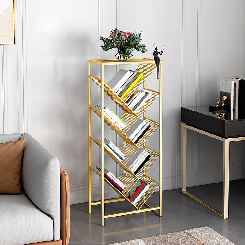 9" Wide Glam Shelf Bookcase Open Shelves Included Metal Bookcase