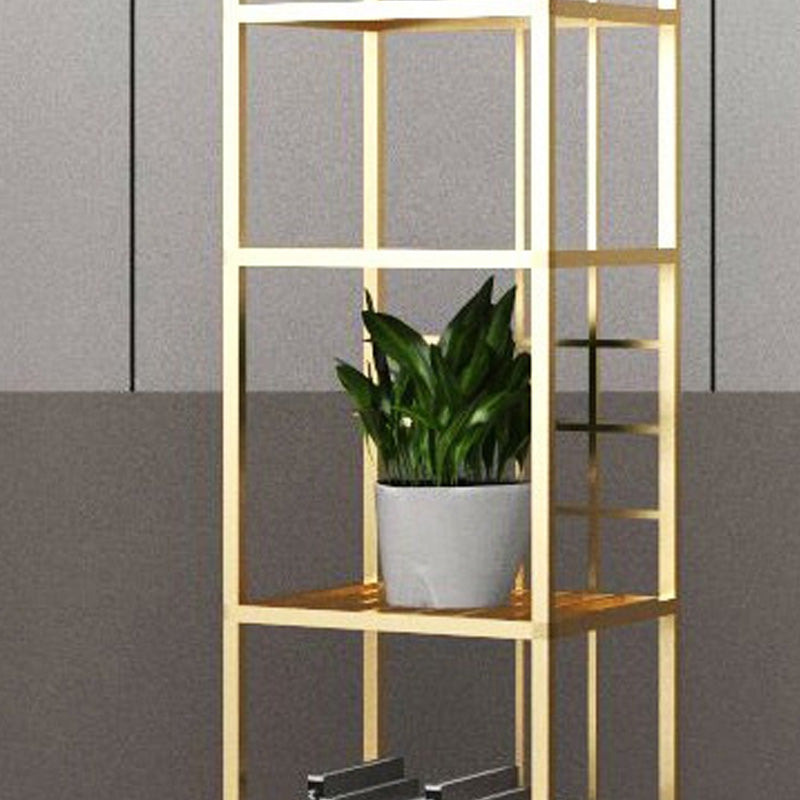 Gold and Black Metal Shelf Bookcase Bedroom Vertical Bookshelf with Shelves