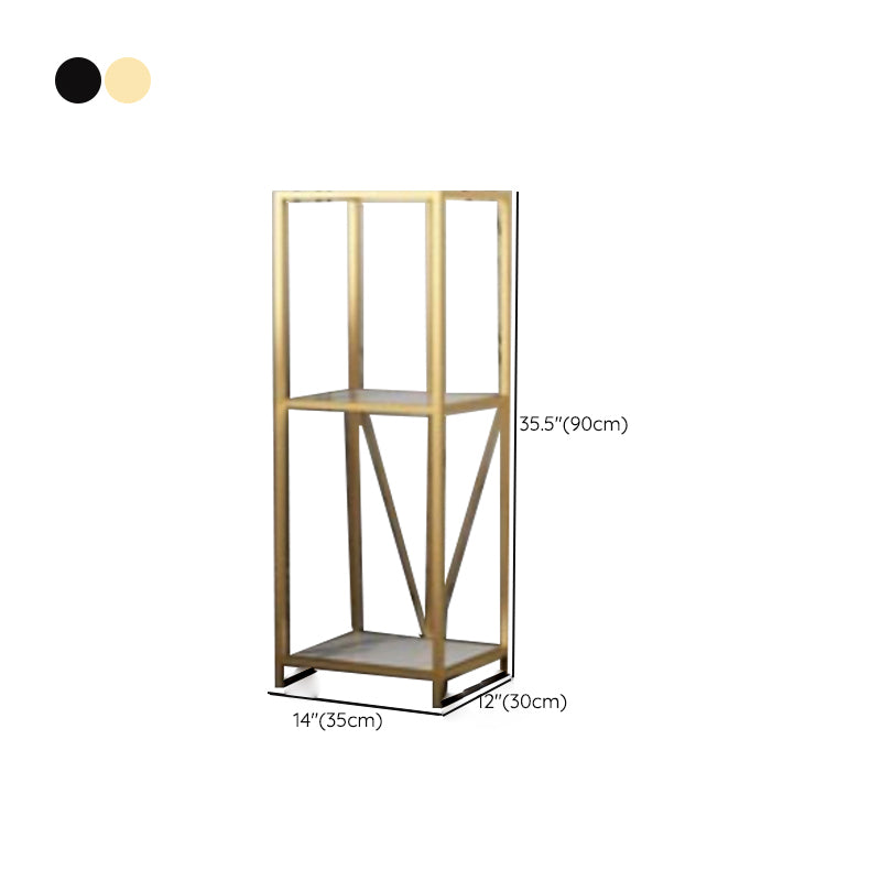 Gold and Black Metal Shelf Bookcase Bedroom Vertical Bookshelf with Shelves