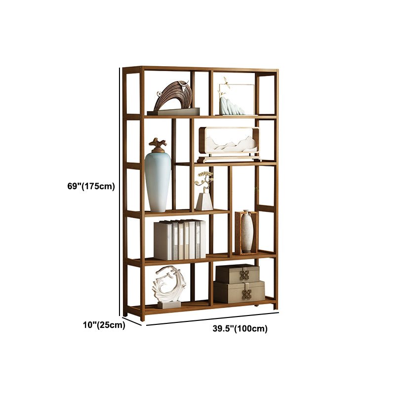 Modern Bamboo Etagere Shelf Bookcase Open Back Vertical Bookshelf for Study Room