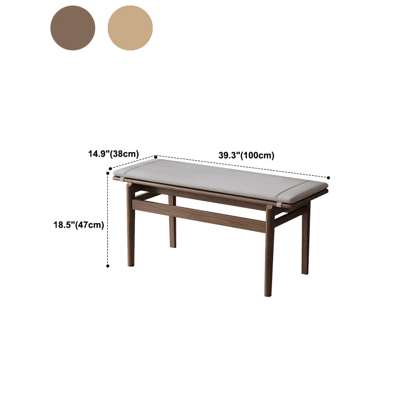 Farmhouse Wood Bedroom Bench Walnut/Natural Finish Dining Bench with Removable Cushion