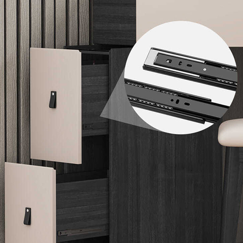Modern Corner Vanity Table Stool and Mirror Set Glass Top 4-Drawer Dresser