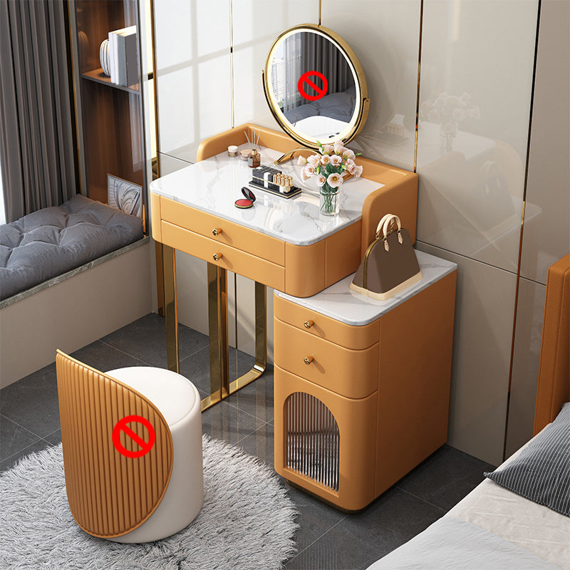 5 Storage Drawers Makeup Vanity Desk Stone Top Dressing Table