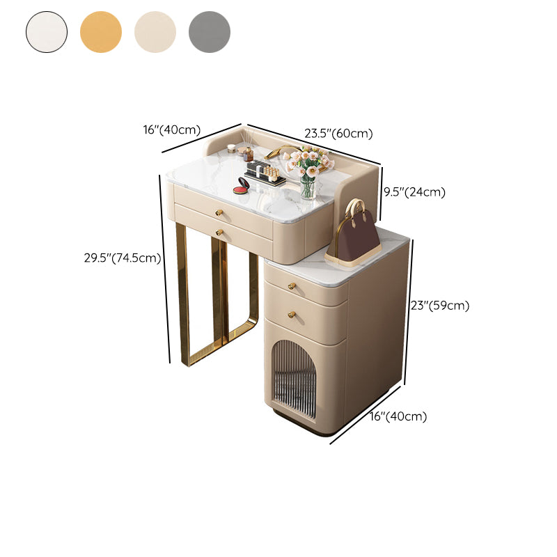 5 Storage Drawers Makeup Vanity Desk Stone Top Dressing Table