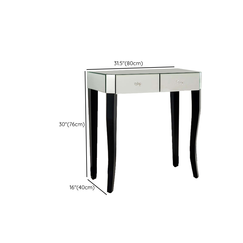 Tri-Folding Mirror Vanity Table Set 31.5" Wide 2-drawer Mirrored Vanity Desk