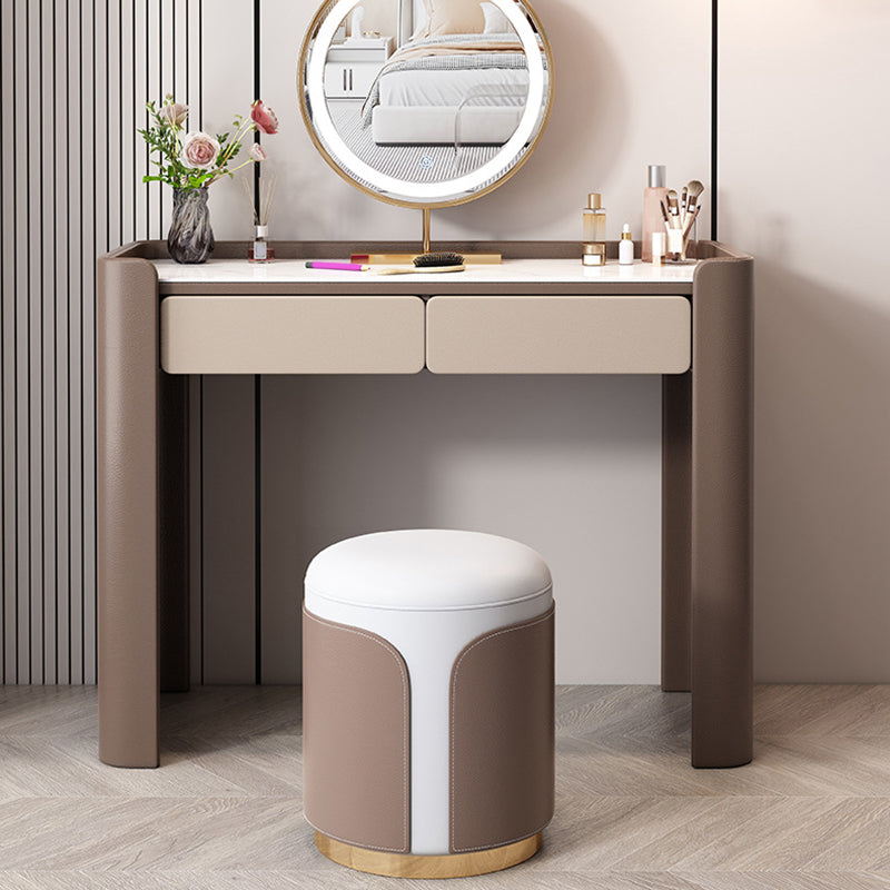 2/5 Drawer Solid Wood Dressing Table Brown Makeup Vanity Desk