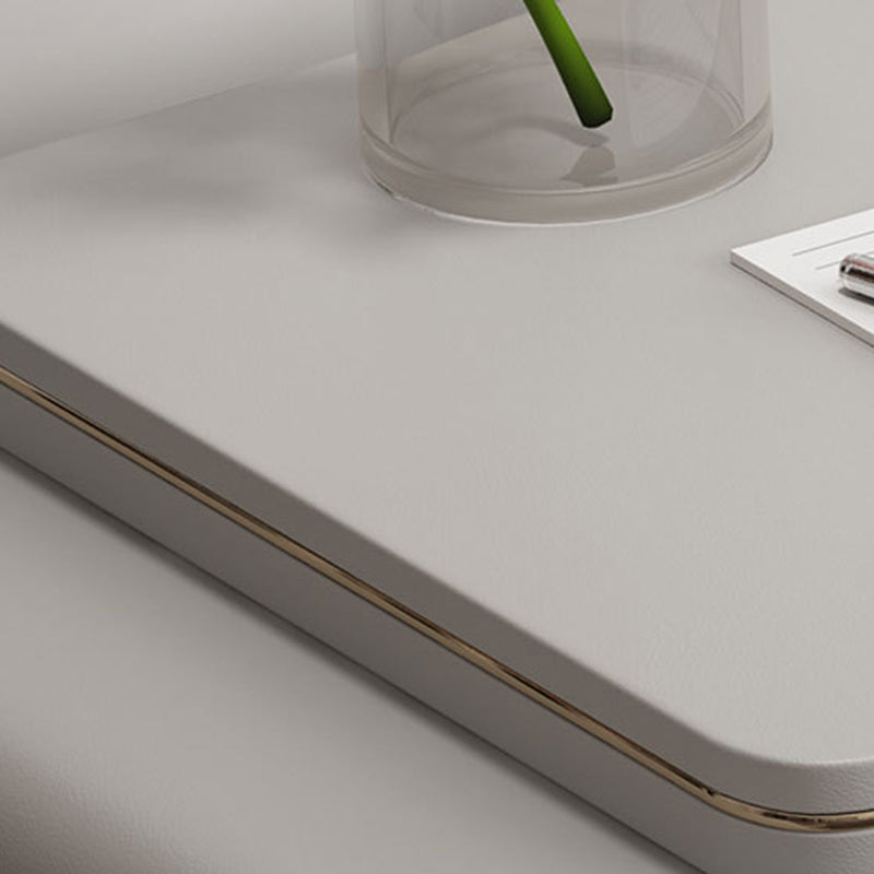 Faux Leather Vanity Table Set 28.7" H Glam 2 Drawers Vanity Makeup Table