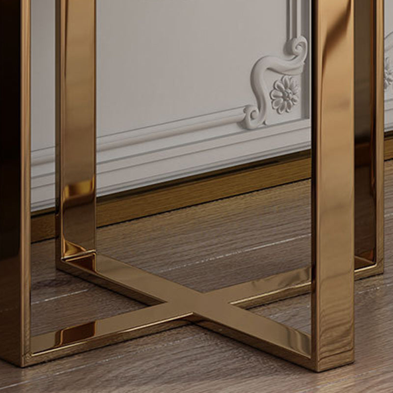 Faux Leather Vanity Table Set 28.7" H Glam 2 Drawers Vanity Makeup Table