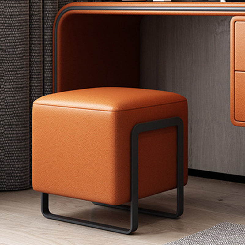 Faux Leather Vanity Table Set 28.7" H Glam 2 Drawers Vanity Makeup Table