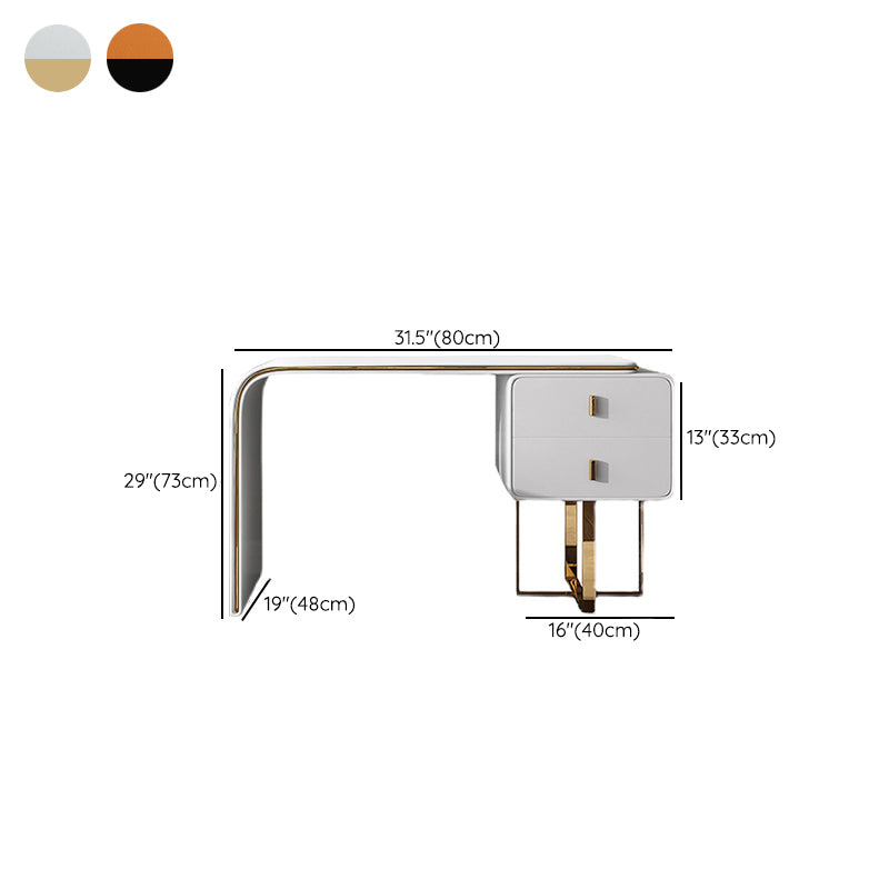 Faux Leather Vanity Table Set 28.7" H Glam 2 Drawers Vanity Makeup Table