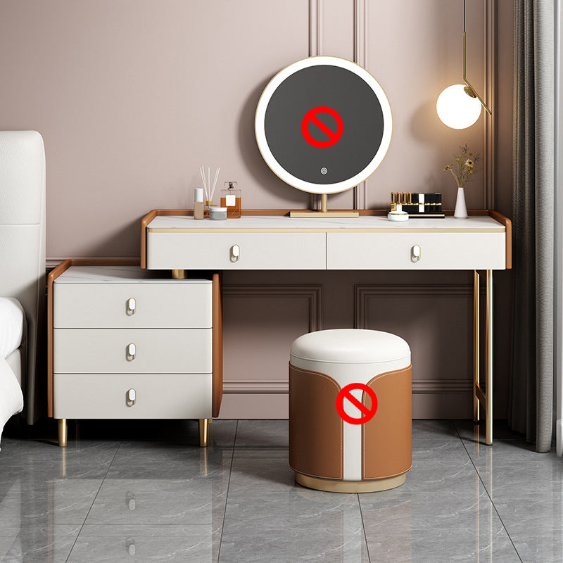 Luxurious Stone Top Dressing Table Bedroom Make-up Vanity in Orange