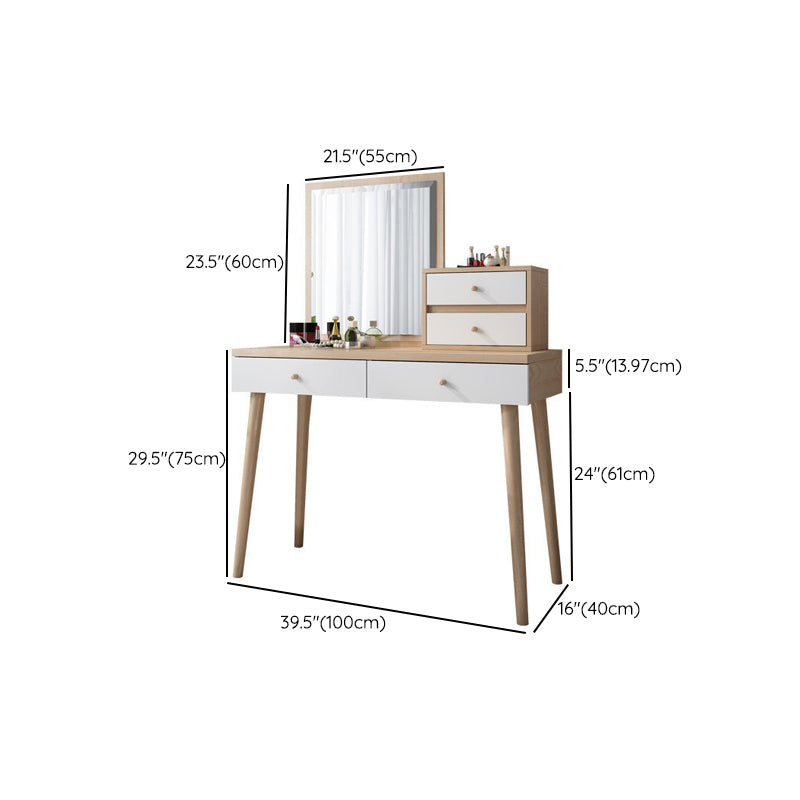 Bedroom Make-up Vanity in Natural Nordic Engineered Wood Dresser