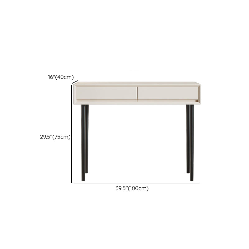Contemporary 2-Drawer Wood Vanity Makeup Dressing Table in White with Stool