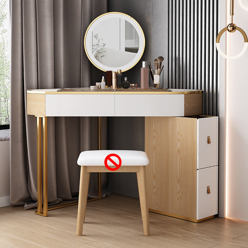 4-Drawers Mirrored Dressing Table Glass Top Make-up Vanity Stool Set