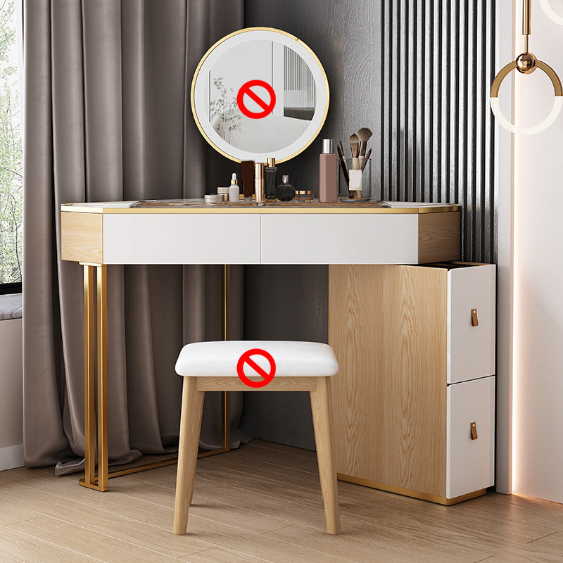 4-Drawers Mirrored Dressing Table Glass Top Make-up Vanity Stool Set