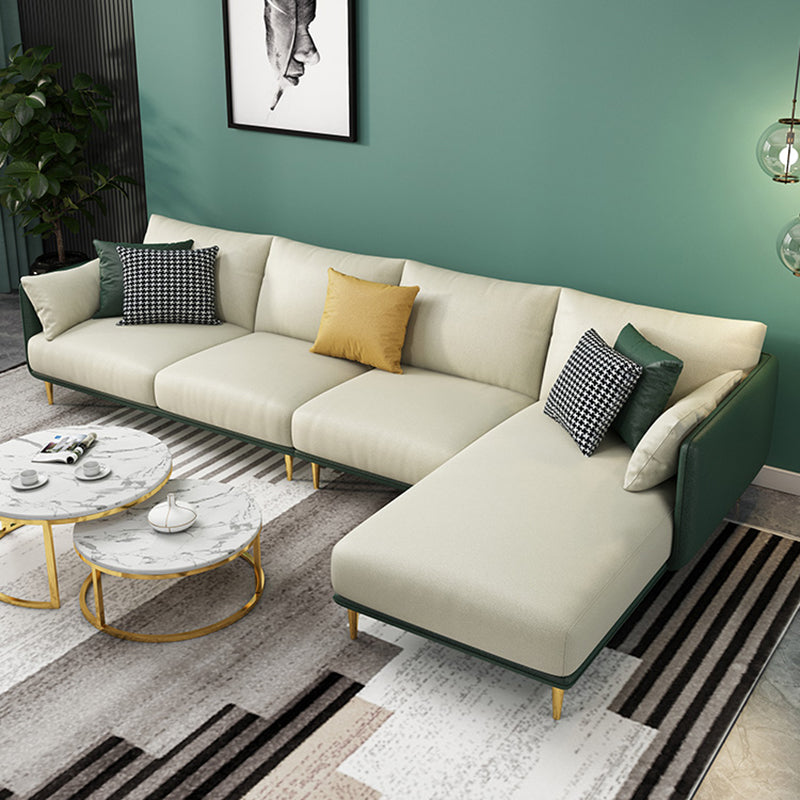 Glam Style 34.25 " H Faux Leather Square Arm Sofa & Chaise for Living Room