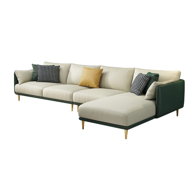 Glam Style 34.25 " H Faux Leather Square Arm Sofa & Chaise for Living Room