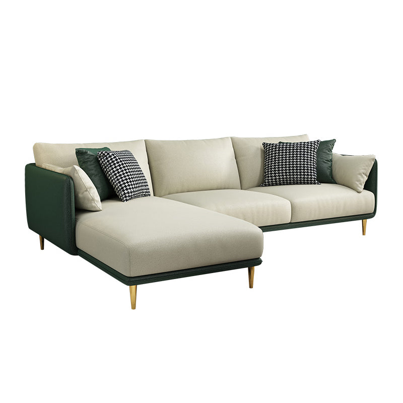 Glam Style 34.25 " H Faux Leather Square Arm Sofa & Chaise for Living Room