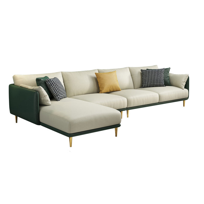 Glam Style 34.25 " H Faux Leather Square Arm Sofa & Chaise for Living Room