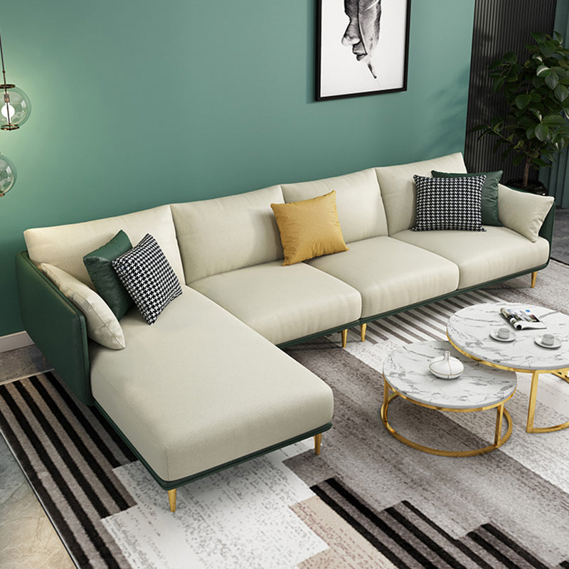 Glam Style 34.25 " H Faux Leather Square Arm Sofa & Chaise for Living Room