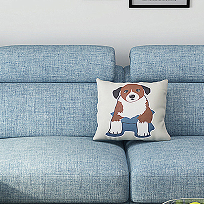 Modern 35.43 " H Blue Cotton Blend Square Arm Sofa & Chaise with Storage