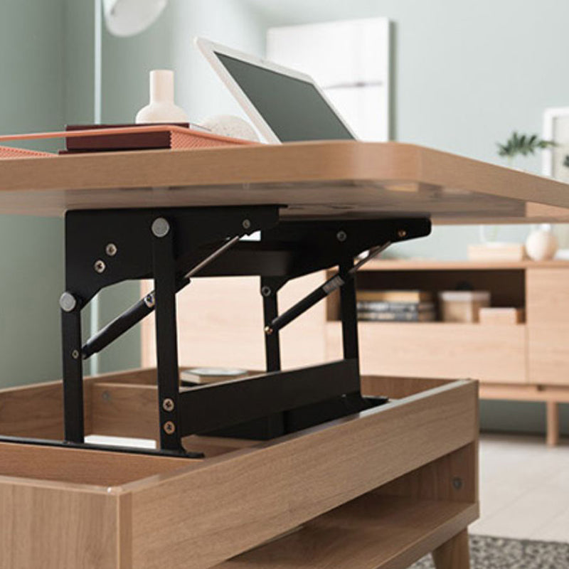 Floating Top Coffee Table with Shelf and 4 Legs Wooden Coffee Tabl