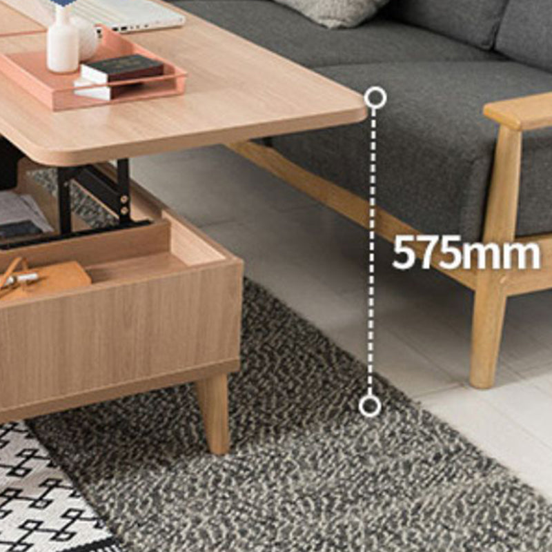 Floating Top Coffee Table with Shelf and 4 Legs Wooden Coffee Tabl