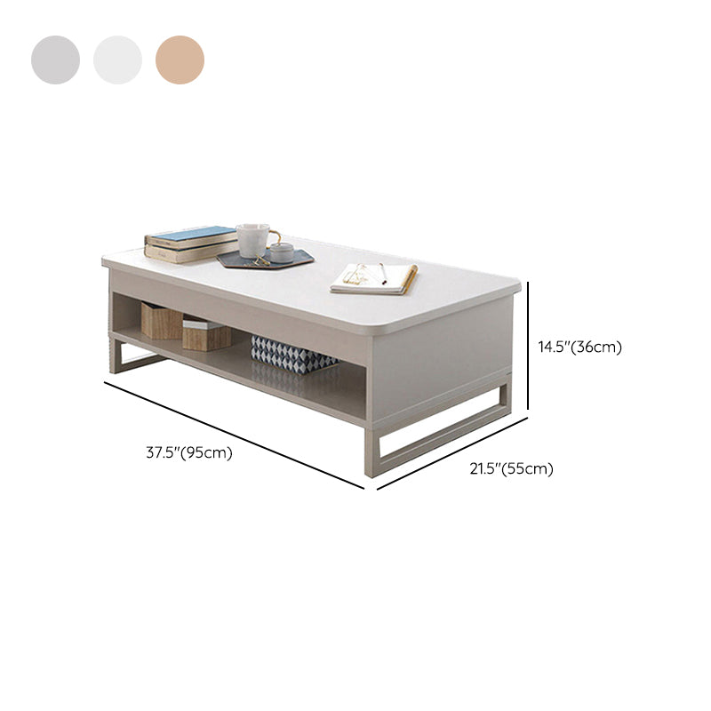 Floating Top Coffee Table with Shelf and 4 Legs Wooden Coffee Tabl