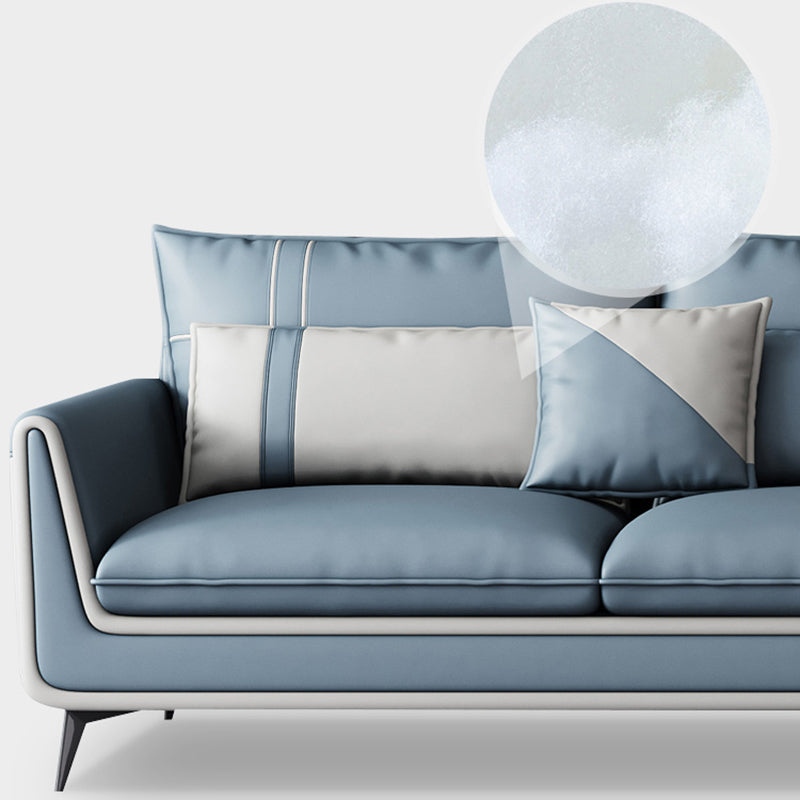 Scandinavian 35.43 " H Faux Leather Flared Arm Sofa & Chaise F