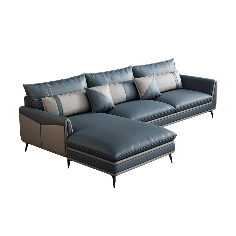 Scandinavian 35.43 " H Faux Leather Flared Arm Sofa & Chaise F