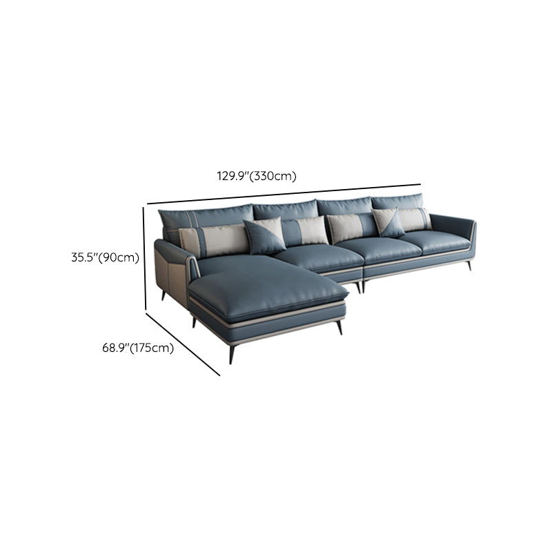 Scandinavian 35.43 " H Faux Leather Flared Arm Sofa & Chaise F