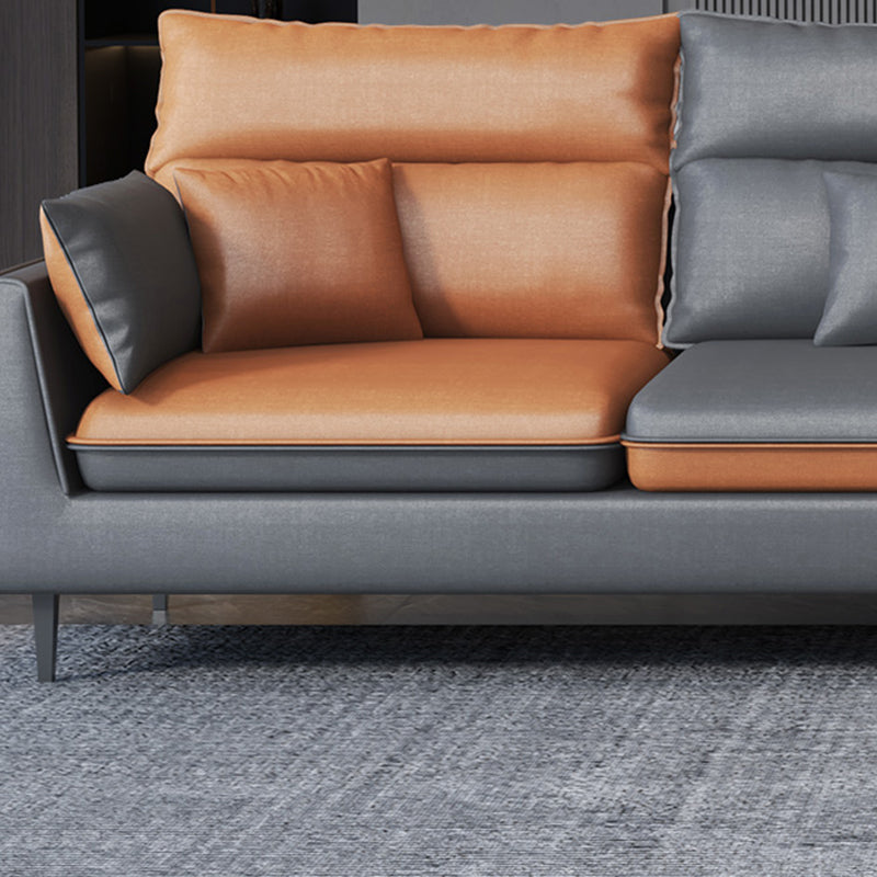 Contemporary 35.43 " H Faux Leather Flared Arm Sofa & Chaise