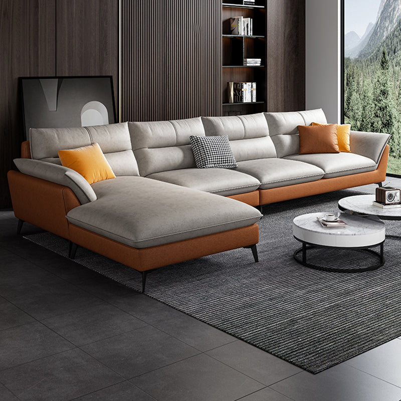 Faux Leather 34.64 " H Flared Arm Sofa & Chaise for Living Room