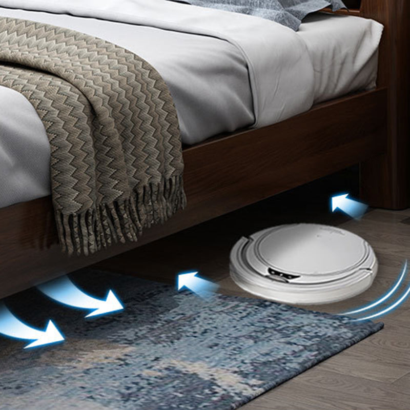 84.65 inch Wide Traditional Bed Frame Walnut Bed with Upholstered Headboard