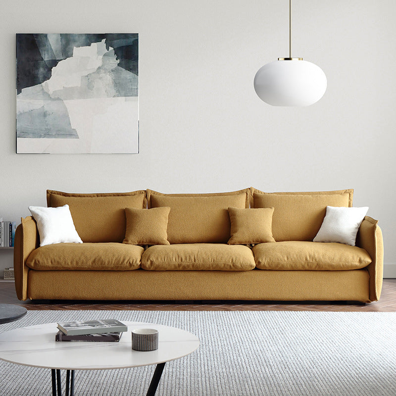 Contemporary Fabric Standard Settee Tuxedo Arm Cushions Sofa