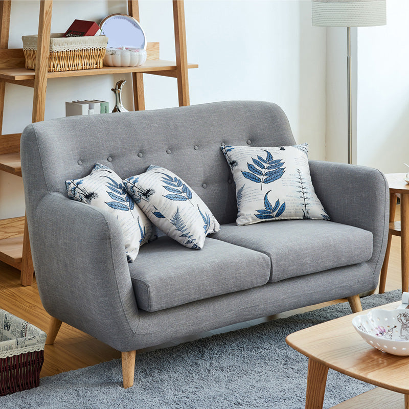 Contemporary Tight Back Fabric Settee Square Arm Standard Sofa
