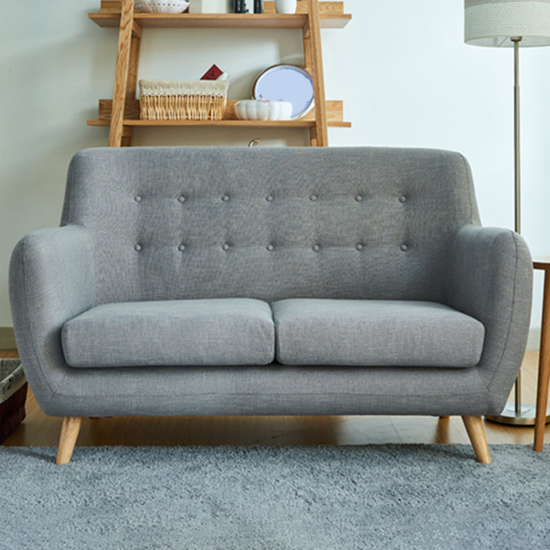Contemporary Tight Back Fabric Settee Square Arm Standard Sofa