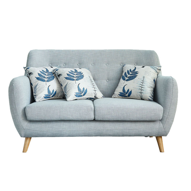 Contemporary Tight Back Fabric Settee Square Arm Standard Sofa