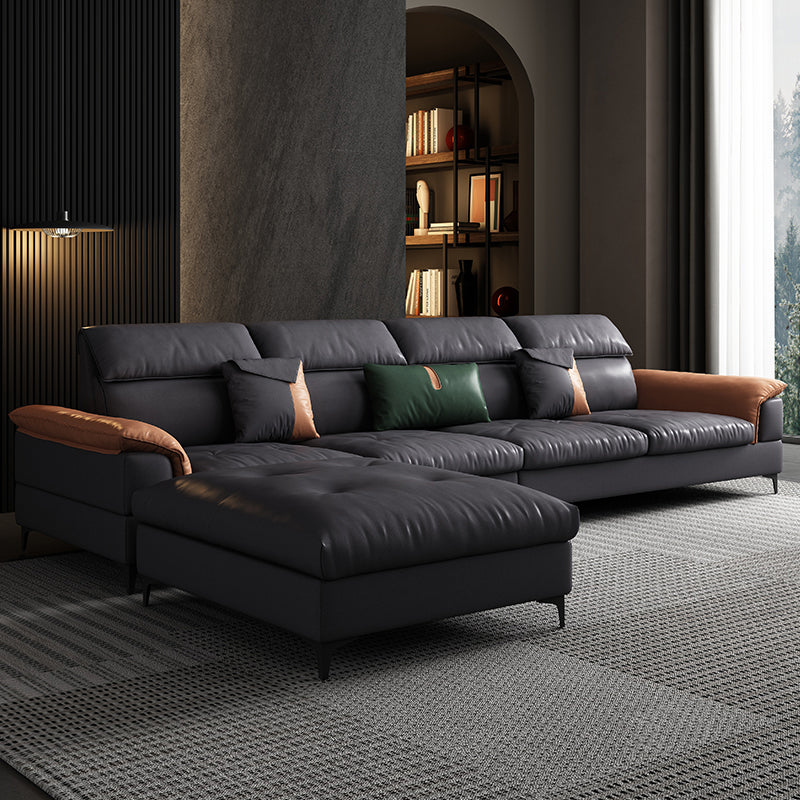 Modern 35.43 " H Faux Leather Pillow Top Arm Sofa for Living Room