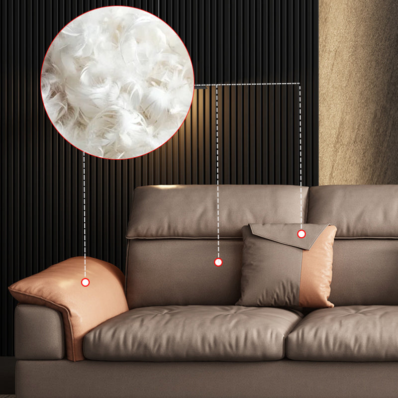 Modern 35.43 " H Faux Leather Pillow Top Arm Sofa for Living Room